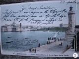 Palatul de Cristal -Marsilia ,anul 1905 ,carte postala circulata Franta - Romania ,destinata domnisoarei Alexandrina Theodora Vasilescu Bucuresti, Printata