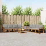 vidaXL Set de canapele de exterior 9 pcs Gri natural și deschis 3366184