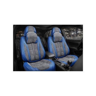 Huse scaune auto universale fractionate 9D Premium fata si spate albastru gri antracit Cod: HNG1407-2 foto
