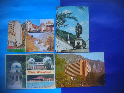 HOPCT LOT 2421 -BAILE HERCULANE -JUD CARAS SEVERIN -4 CARTI POSTALE-CIRCULATE foto