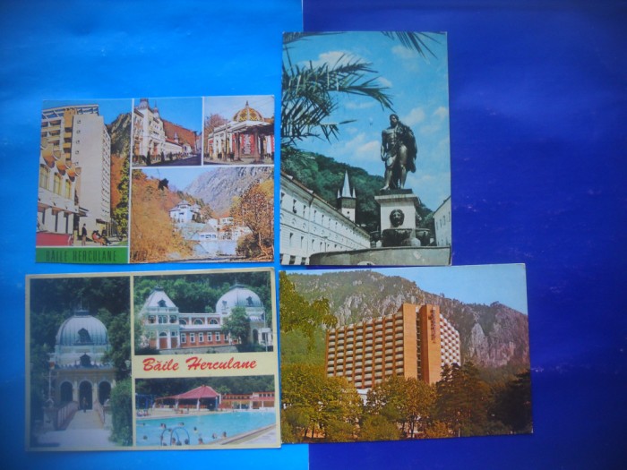 HOPCT LOT 2421 -BAILE HERCULANE -JUD CARAS SEVERIN -4 CARTI POSTALE-CIRCULATE