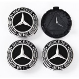Set 4 capacele roti 75mm negre, pentru jante aliaj Mercedes-Benz #50