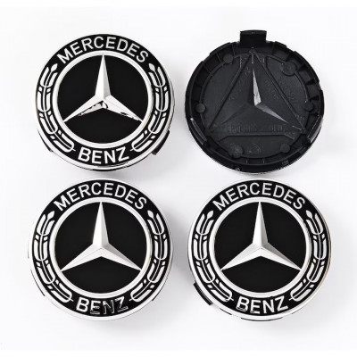 Set 4 capacele roti 75mm negre, pentru jante aliaj Mercedes-Benz #50 foto