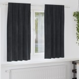 vidaXL Draperii opace cu bandă superioară, 2 buc., negru, catifea