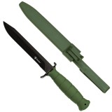 Cumpara ieftin Cutit de vanatoare, otel inoxidabil, maner ergonomic, 29 cm, verde, husa inclusa