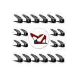 Set de 20 suporturi pentru &icirc;ncălțăminte, organizator de &icirc;ncălțăminte care economisește spațiu cu reglare pe 4 niveluri, negru