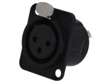 Conector XLR soclu mamă 3 pini cu buton lipire neagră 16A, Neutrik