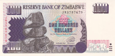 Bancnota Zimbabwe 100 Dolari 1995 - P9 UNC foto