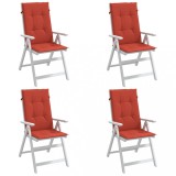 vidaXL Perne scaun spătar &icirc;nalt, 4 buc. melanj roșu 120x50x4 cm textil 4002431
