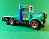 Cap tractor betonieră Matchbox 2001 Construction Heroes Peterbilt 359 Made in China Diecast 1:80 vopsea verde cap rinocer lipsuri vezi detalii X