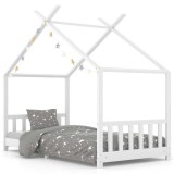 Cumpara ieftin Cadru pat de copii, alb, 90 x 200 cm, lemn masiv de pin