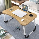 Cumpara ieftin Masa pentru Laptop plianta din MDF, dimensiune 60 x 39,5 cm, cu suport pahar si telefon