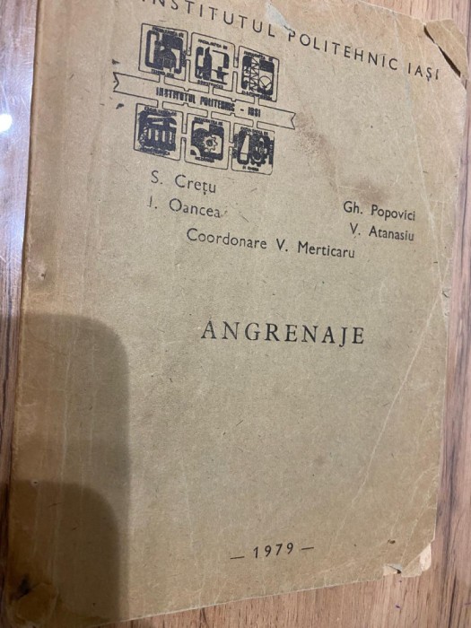 1979 V. Merticaru ANGRENAJE, Institutul Politehnic Iasi, curs litografiat epoca
