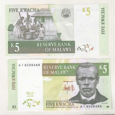 bnk bn Malawi 5 kwacha 1997 unc foto