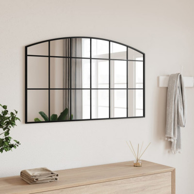 Oglinda de perete, negru, 100x60 cm, arcuita, fier GartenMobel Dekor foto