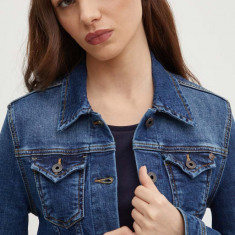 Pepe Jeans geaca jeans THRIFT femei, culoarea albastru marin, de tranzitie, PL402011HT7