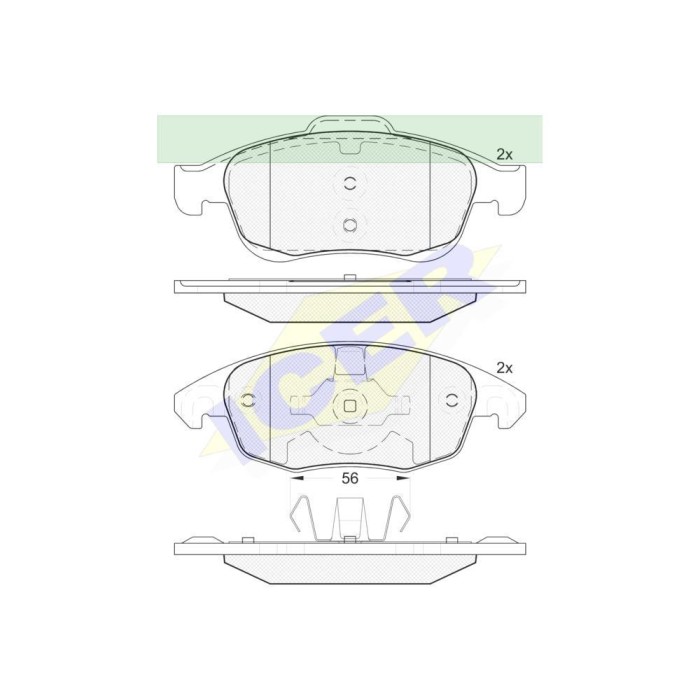 Set placute frana Icer 181852 punte fata Citroen Berlingo 2008-2018; C4 Grand Picasoo, C4 Picasso , C4 2009-; DS4; DS5; Peugeot 5008; Partner 2008-20