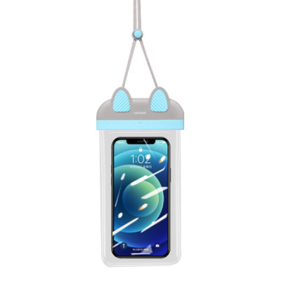 Husa Waterproof pentru Telefon 7 inch - USAMS Bag (US-YD010) - Turquoise/Gray foto