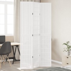 vidaXL Paravan cameră 3 panouri, alb, lemn masiv paulownia 358784