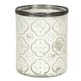 Cumpara ieftin Vaza flori sticla alba metal argintiu 9x11 cm