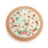 Cumpara ieftin Suport vase fierbinti Decorer, Ceramica si Lemn de Pluta, Multicolor, Diametru 20 cm, Colectia Capsuni III