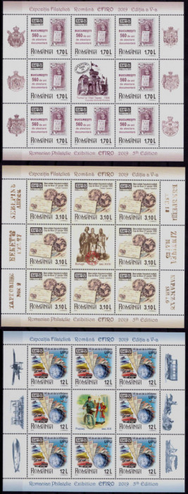 RO 2019 LP 2254d &quot;EFIRO 2019&quot; - mcoli 8 marci+1 vinieta+6 tabs ,MNH