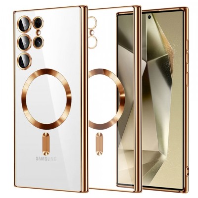 Husa MagSafe pentru Samsung Galaxy S24 Ultra S928, Techsuit, Luxury Crystal, Aurie foto