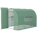 Outsunny Seră de Grădină Tunnel 6 m&sup2; Oțel galvanizat consolidat diametru 2,5 cm + PE &Icirc;naltă densitate ferestre Ușă Verde | Aosom Romania