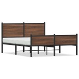 Cumpara ieftin Cadru pat metalic fara saltea, Stejar maro, 137x190 cm