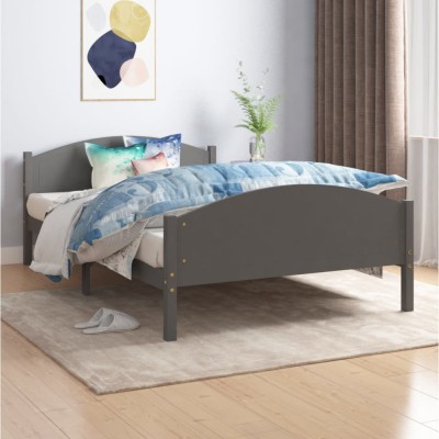 vidaXL Cadru de pat, gri &amp;icirc;nchis, 120x200 cm, lemn masiv de pin 322048 foto