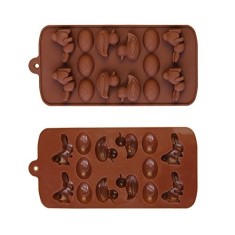 Forma din Silicon, Model Iepurasi pentru Ciocolata de Casa, Bomboane, Jeleuri sau Cuburi de Gheata, CBD CORAL BEST DEALS 21 cm 11 cm 1.5 cm Maro 1