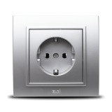 Priză Schuko 16A gri metalizat Zena - ELBI
