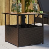 Cumpara ieftin Masă grădină cu orificiu umbrelă maro 55x55x46,5 cm poliratan