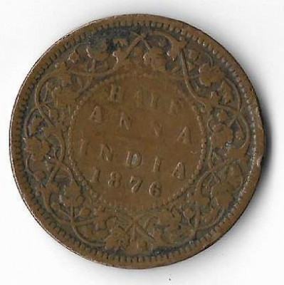 Moneda half anna 1876 - India, cotatii ridicate!!! foto
