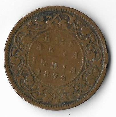 Moneda half anna 1876 - India, cotatii ridicate!!!