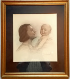 Mama si copilul - semnat Zandomeneghi, Portrete, Carbune, Altul