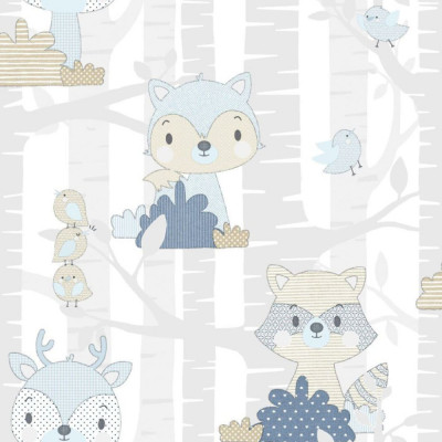 Noordwand Tapet &amp;bdquo;Mondo baby Forest Animals&amp;rdquo;, alb si albastru GartenMobel Dekor foto