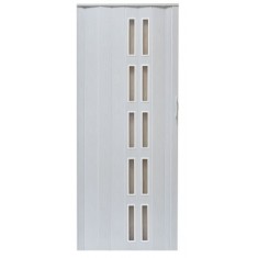 Usa de interior plianta cu geam tip acordeon, 203x80cm, stejar stejar alb mat, 6mm