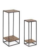 Cumpara ieftin Set 2 masute aluminiu auriu metal negru Mysore 25x25x72h; 35x35x91h