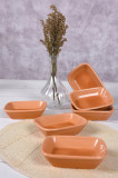 Cumpara ieftin Set 6 boluri pentru gustari/sosuri Rectangular, Keramika, 50 ml, ceramica, portocaliu