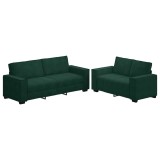 Cumpara ieftin Set de canapele cu perne, 2 piese, verde inchis, catifea