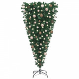 Brad de Crăciun artificial inversat, LED-uri &amp; globuri, 180 cm