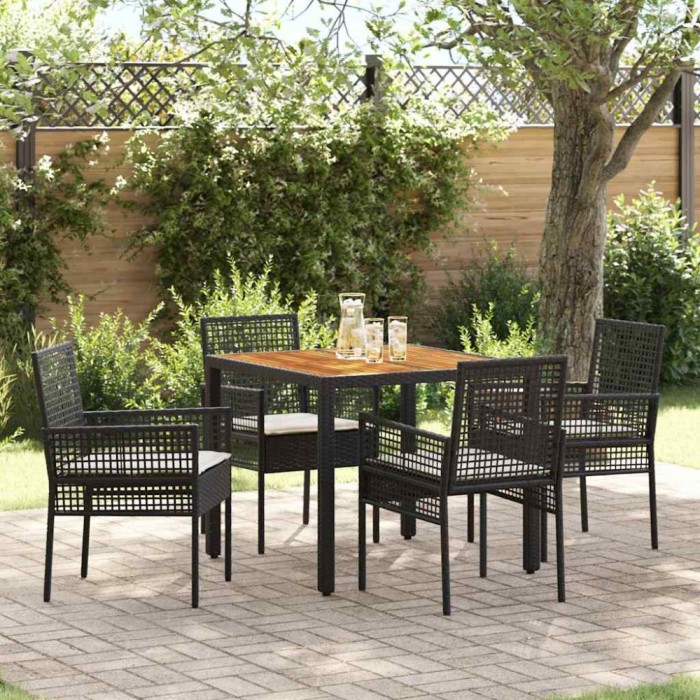 vidaXL Set de masă pentru grădină 5 pcs Negru Rattan poli 3334902