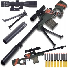 PUȘCĂ DE SNIPER MARE PENTRU SET DE SĂGEȚI DIN SPUMĂ + REPLICA DE JUCĂRIE CU CARCASE