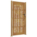 Cumpara ieftin Poarta pentru gradina, 105x205 cm, otel corten, model bambus
