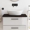 Blat baie vidaXL, maro inchis, 80x50x4cm, lemn masiv stejar, margine naturala, blat chiuveta, blat mobilier
