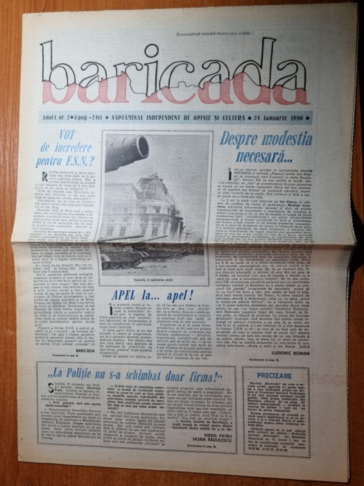 baricada 24 ianuarie 1990-art. revolutia romana