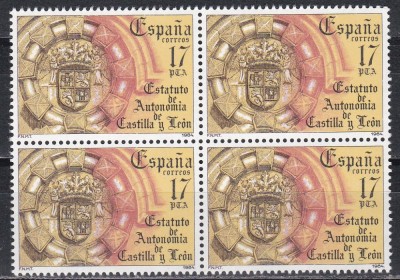 Spania 1984 - Statutul de autonomie al Castilla-Leon, Bloc de 4, MNH foto