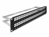 Patch panel 19&quot; 2U pentru 48 x Keystone Negru, Delock 66878