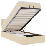 Cumpara ieftin Pat otoman cu saltea crem 100x200 cm stofa